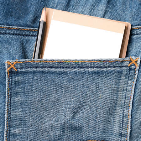 notebook and pencil in jean pocketの写真素材