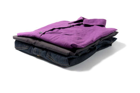 stack of shirt isolated on white backgroundの写真素材