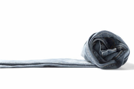 jean roll isolated on white backgroundの写真素材