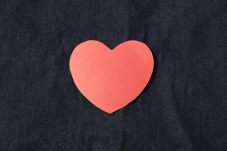 red heart on jeanの写真素材