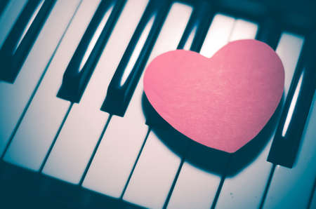 heart on key piano say love music vintage styleの写真素材
