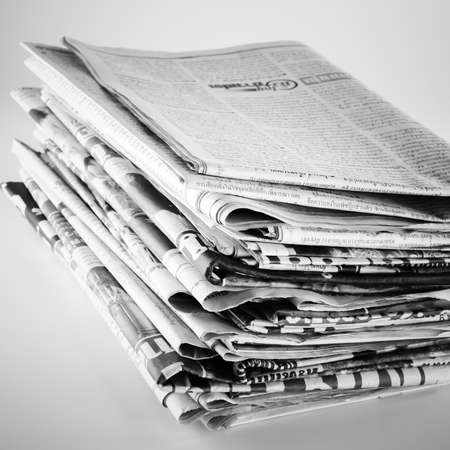 black and white stack of newspaper black and white color tone styleの写真素材
