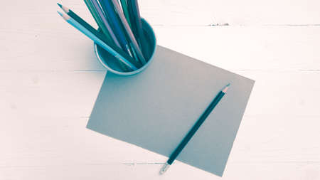 brown paper and color pencil over white vintage styleの写真素材