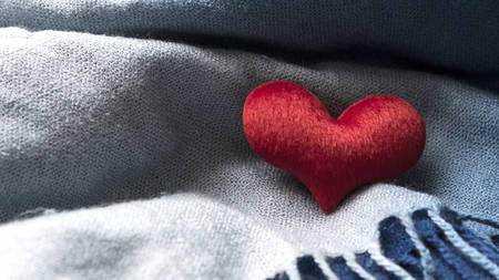 heart shave on blue scarf