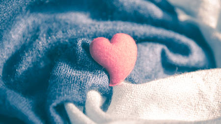 heart shave on blue scarf vintage styleの写真素材