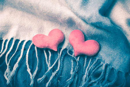 heart shave on blue scarf vintage style