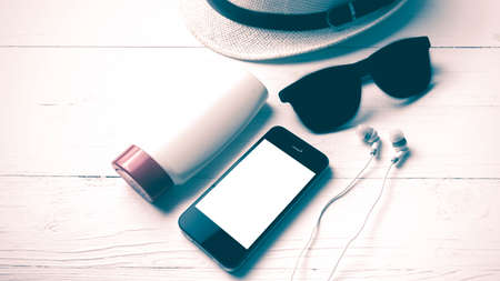 summer tools over white table vintage styleの写真素材