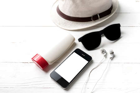 summer tools over white tableの写真素材