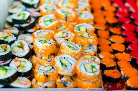 Japanese sushi set backgroundの写真素材