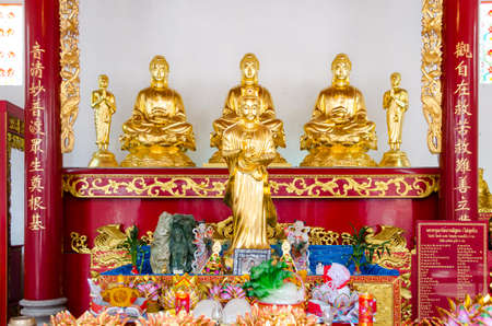 GOLD THE GODDESS OF COMPASSION AND MERCY IN TEMPLE AT CHINA TOWN THAILANDのeditorial素材