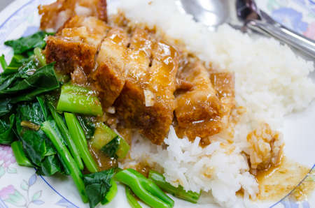 Rice crispy pork Thai foodの写真素材