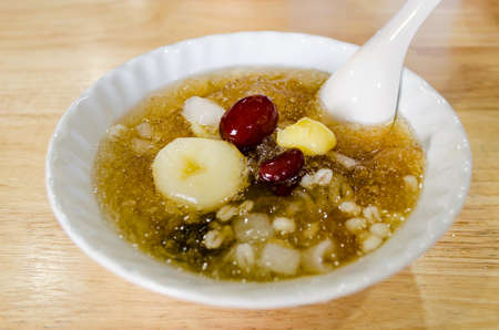 Chinese dessert, cold boiled Ginkgo with the Longan soup in Thailand.の写真素材