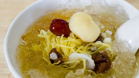 Chinese dessert, cold boiled Ginkgo with the Longan soup in Thailand.の写真素材