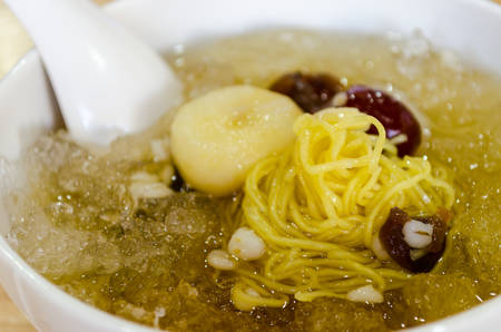 Chinese dessert, cold boiled Ginkgo with the Longan soup in Thailand.の写真素材
