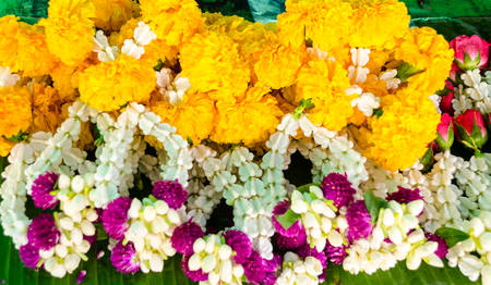 Garland flower for selled at open market Thailandの写真素材