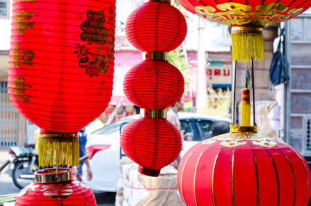 CHINA TOWN,BANGKOK,THAILAND - FEBRUARY 8,2017 : Chinese lanterns in china town,Thailandのeditorial素材