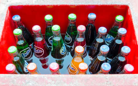 BANGKOK,THAILAND - 8 FEBRUARY 2017 : soft drink Fanta,Coca-cola bottle for sellingのeditorial素材
