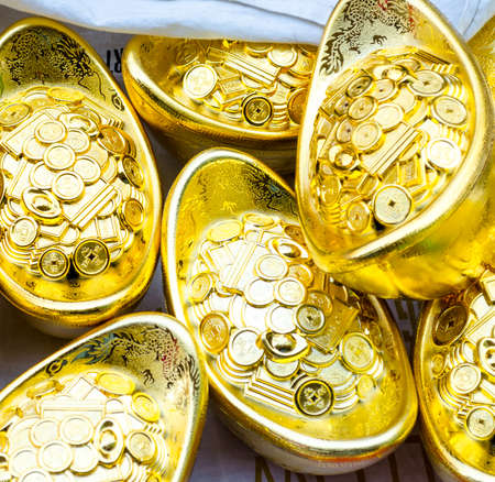 traditional chinese ancient gold bullion nuggetの写真素材