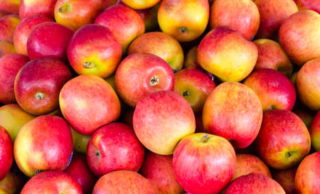 close up of sell apple fruit at marketの写真素材