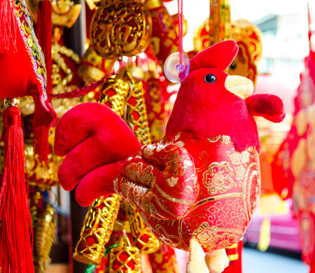 chicken good luck hanging,Chinese traditionalの写真素材