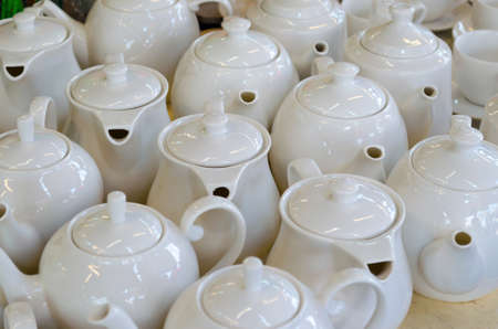 selling ceramic tableware at Jatujak weekend market,Bangkok Thailand.の写真素材