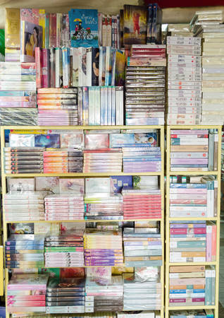 BANGKOK,THAILAND - 19 FEBRUARY 2017 : Exterior view of book shop at Jatujak Market on February 19,2017 Bangkok, Thailand. Jatujak Market is the largest market in Thailand.のeditorial素材