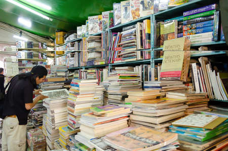BANGKOK,THAILAND - 19 FEBRUARY 2017 : Exterior view of book shop at Jatujak Market on February 19,2017 Bangkok, Thailand. Jatujak Market is the largest market in Thailand.のeditorial素材