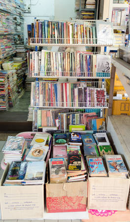 BANGKOK,THAILAND - 19 FEBRUARY 2017 : Exterior view of book shop at Jatujak Market on February 19,2017 Bangkok, Thailand. Jatujak Market is the largest market in Thailand.のeditorial素材