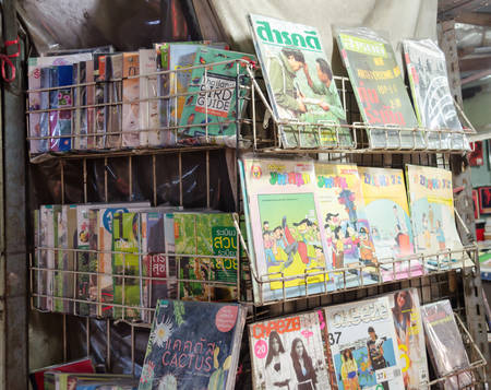 BANGKOK,THAILAND - 19 FEBRUARY 2017 : Exterior view of book shop at Jatujak Market on February 19,2017 Bangkok, Thailand. Jatujak Market is the largest market in Thailand.のeditorial素材