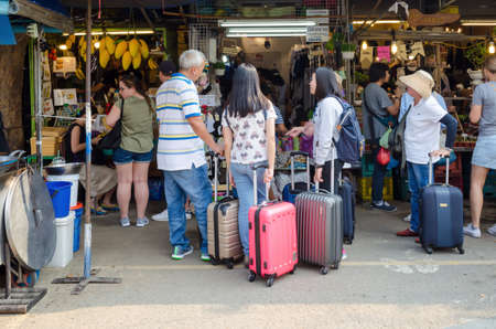 BANGKOK,THAILAND - 19 FEBRUARY 2017 :  tourist shopping in Chatuchak weekend market outdoor in sunny day Bangkok Thailand background.のeditorial素材