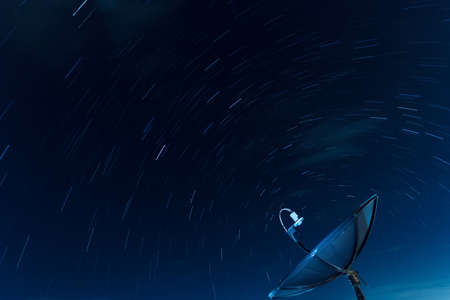 Satellite Dish and Star Trails  Blue sky 