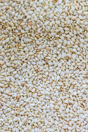 Close up of white sesame seeds food backgroundの写真素材