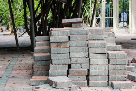 Concrete Paving Stone, construction material for a new の写真素材