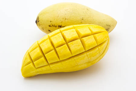 Close up mango isolated on white backgroundの写真素材