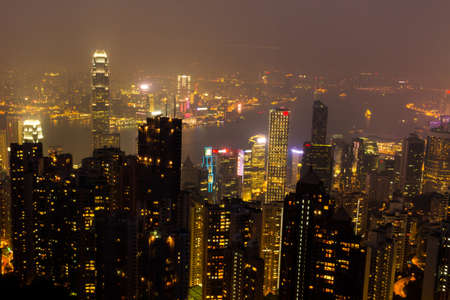 View of Hong Kong skyline shortly after sunset.の写真素材