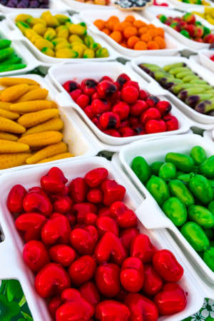 Thai marzipan thai dessert made from nut and jelly.