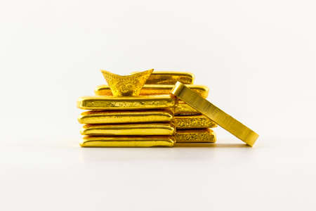Gold bar isolated on the white background.
