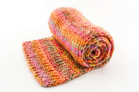 Roll of scarf colorful isolated on white background.