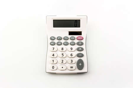 Top view of a digital calculator isolated on white   の写真素材