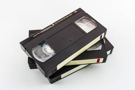 VHS video cassette isolated on white background. 