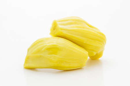 Juicy jackfruit isolated on white background, Artocarpus heterophyllus.