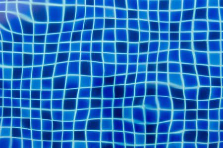 Swimming pool, Beautiful refreshing  blue tiles pool with ripple water reflection as a summer...