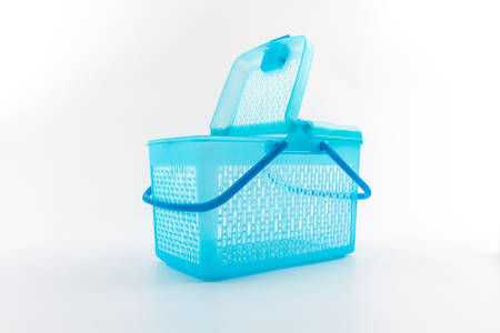 Plastic basket on isolated white background.の写真素材