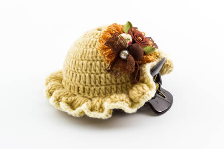 Hair pink clip hat shaped, accessory for women の写真素材