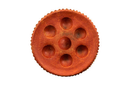 Ancient clay pan for Thai sweet dessert, Thai coconut pudding, as known Kanom Krok.の写真素材