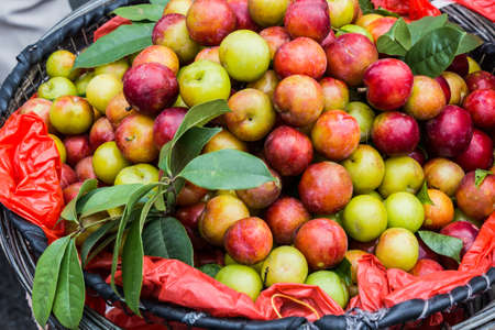 Nectarine fruit for sale at a market in China.の写真素材