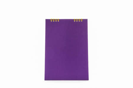 Purple blank paper desk spiral calendar on white background 