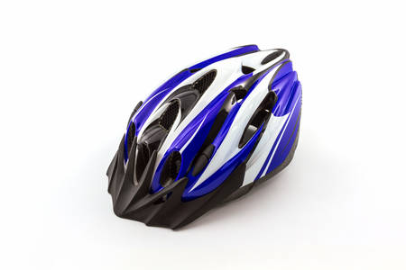 Bicycle helmet for safe driving on white background. の写真素材