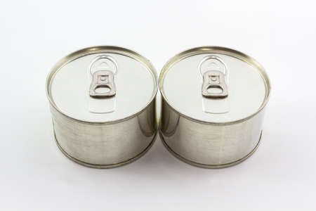 Closeup aluminum tin can on white background. の写真素材