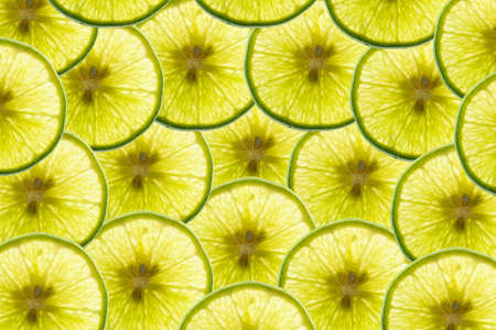 Fresh lime slices for texture background. の写真素材